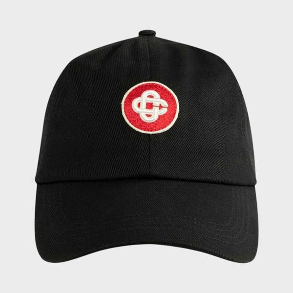 Casablanca Logo Round Embroidered Patch Cap Black