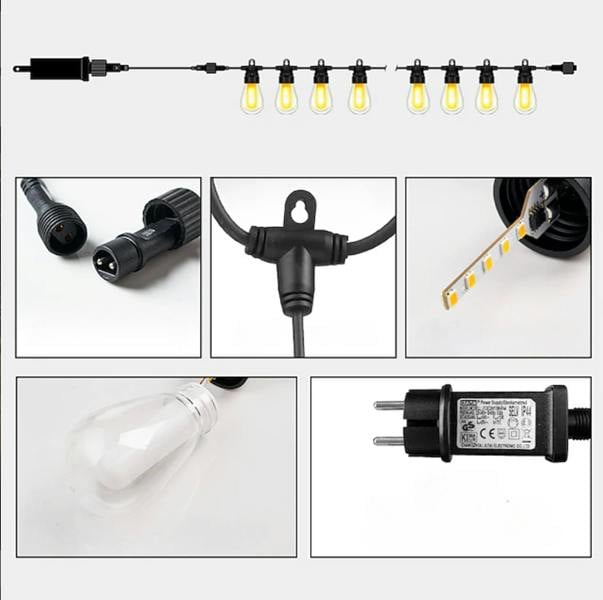 ENER-J 15m Fire Flame LED String Light Kit, Flickering Flame Bulb Effect