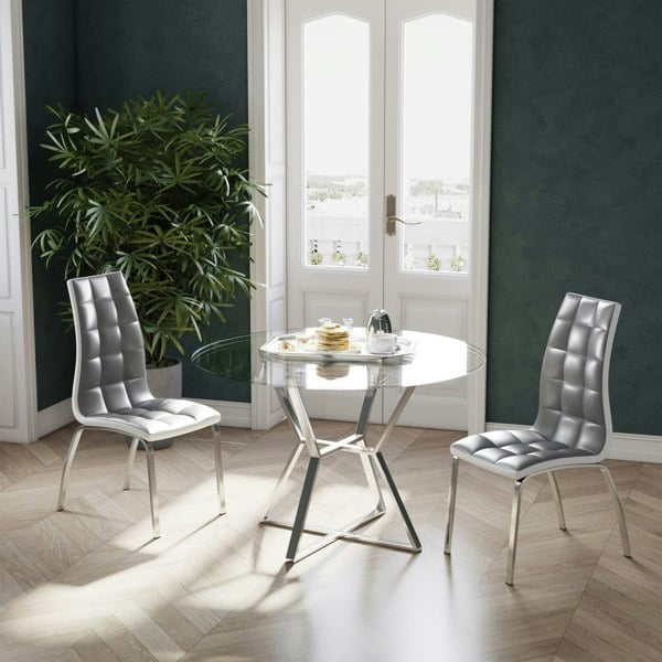 Grey Faux Leather Dining Chair with Metal Legs Dining Chairs Living and Home