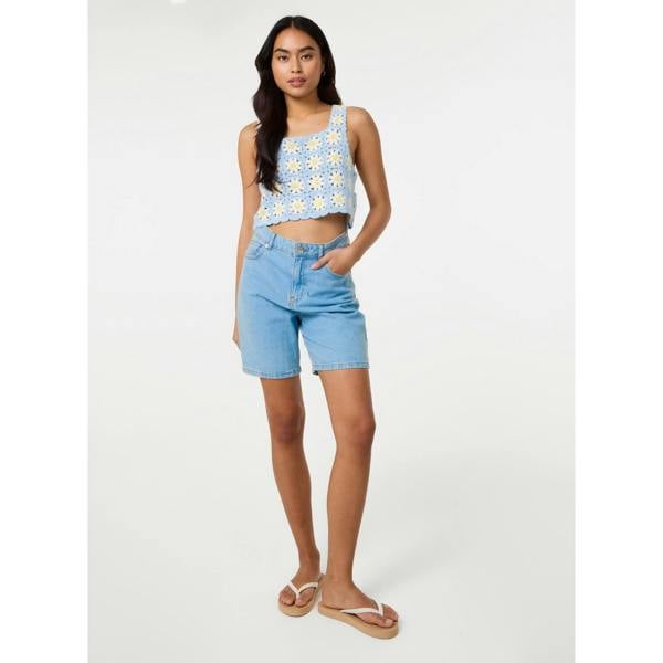 Pink Vanilla Daisy Crochet Crop Top