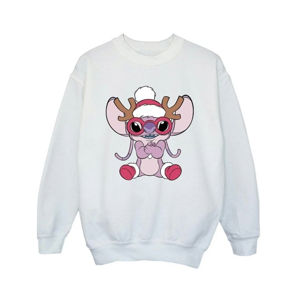 Disney Girls Lilo & Stitch Angel Reindeer Sweatshirt - White