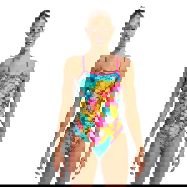 Funkita Cloudy Colours single strap swimsuit in blue and pink