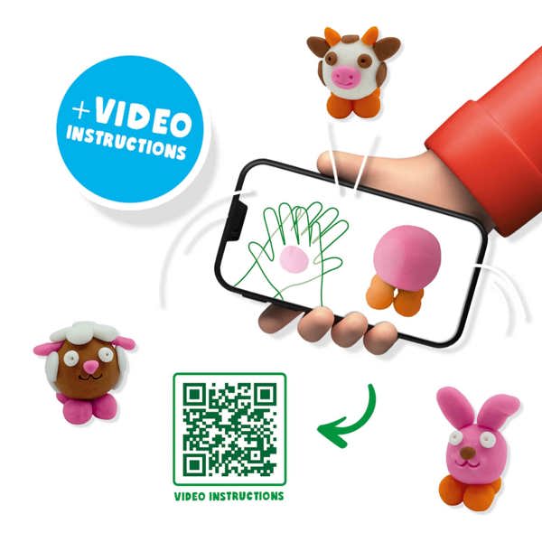 SES Creative FunDo dough - Farm animals (3x90gr-1x40gr)