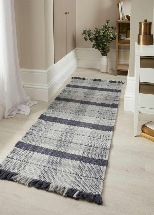 Highland Navy Checkered Rug | Sustainable Decor | The Rugs