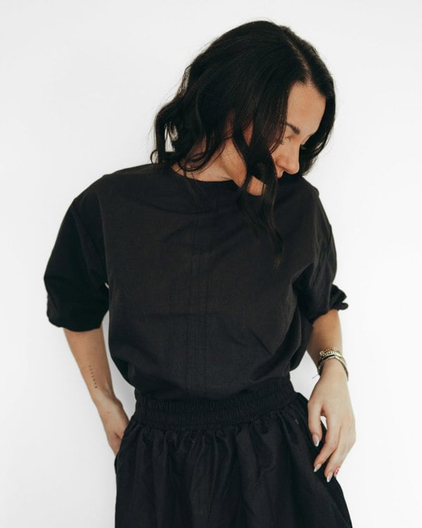 Doris Black Tie Back Top - IMAGE 3