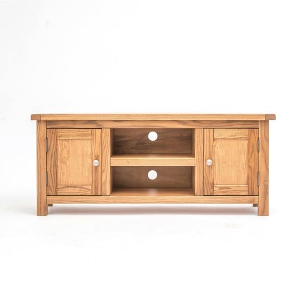 Trivento Light Wood 2 Door TV Cabinet Chrome Knob
