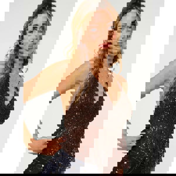 Pink Vanilla Sequin Halter Neck Top