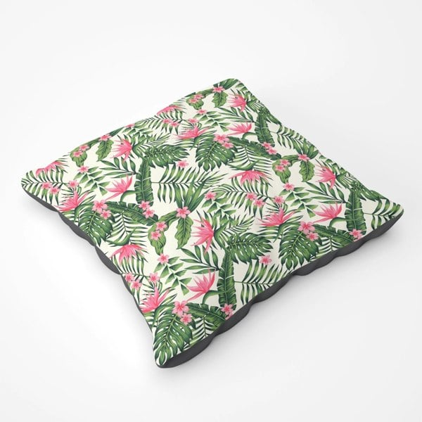 Warren Reed Dark Tropical Green Leaves Floor Cushion