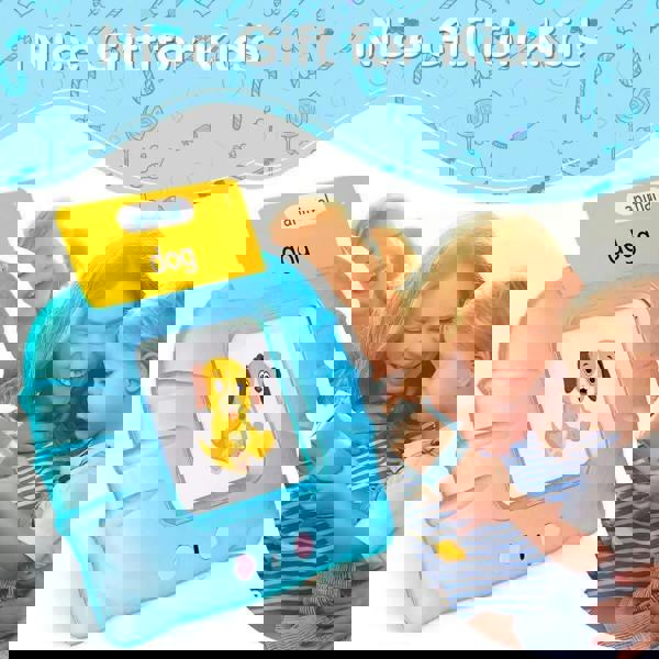 Dyzi 224 Words Talking Flash Cards Preschool Learning Toy 2-6 Yrs Toddler Blue/Pink