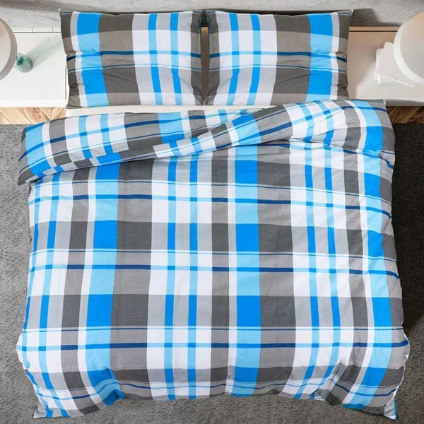 Berkfield Duvet Cover Set Blue and Grey 240x220 cm Cotton