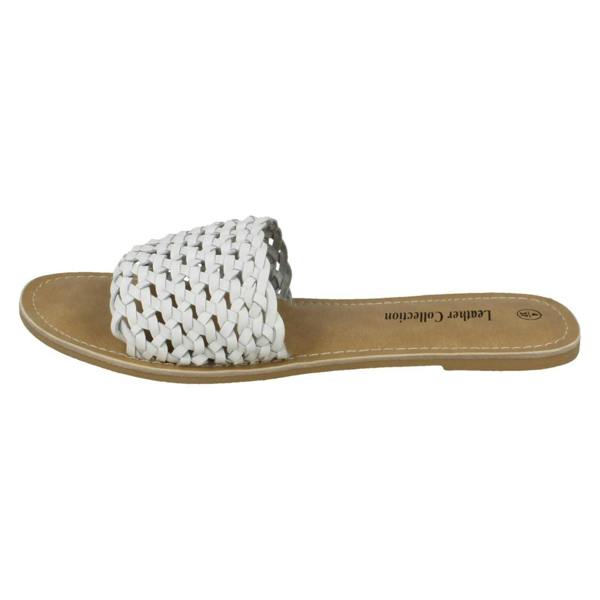 Leather Collection Ladies Leather Collection Flat Weave Mule Sandals