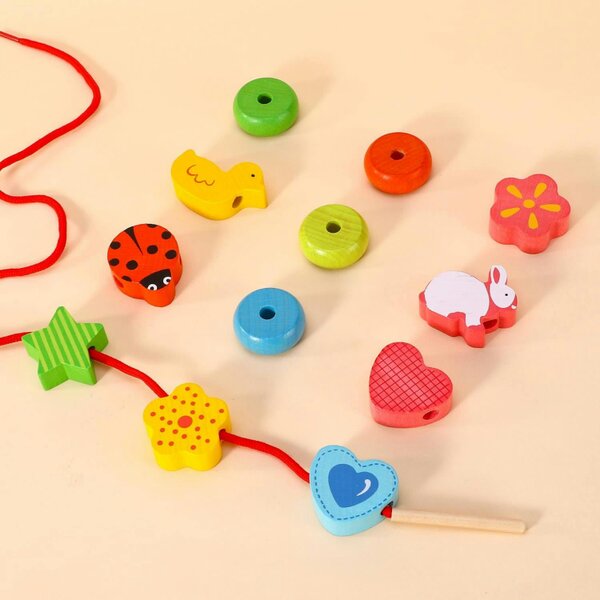 Dyzi First Threading Colourful Shape Lacing Learning Toy
