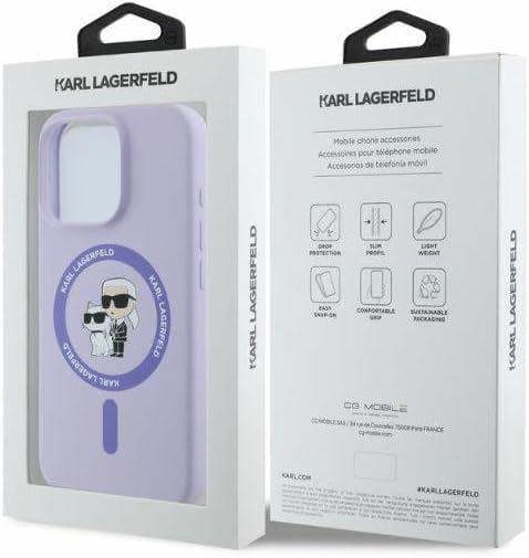 Karl Lagerfeld Silicone Karl and Choupette Hardcase with MagSafe for iphone 16 Pro Max 6.9" Purple - KLHMP16XSCMKCRHU