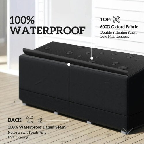Bobobiy Rectangular Garden Furniture Cover Waterproof for 3 Seater Sofa Bistro Set, 190 x 72 x 76cm, Black