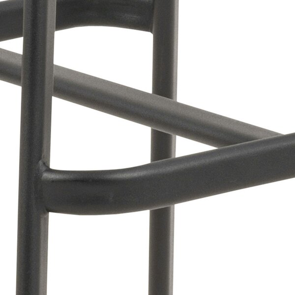 Wyld Haus Set of 2 Bogense Black Faux Leather Bar Stools Cream Stitching