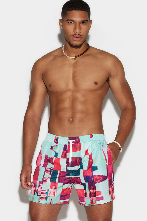 Dsquared2 Abstract Design Short Swim Shorts - Blue