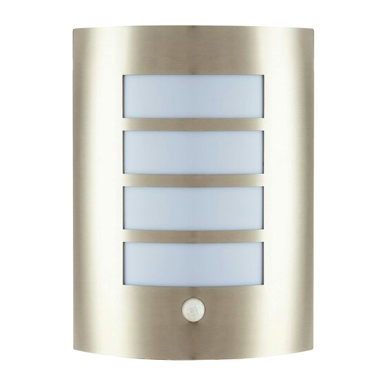 Happy Homewares Modern Outdoor IP44 Stainless Steel Flush Wall Lamp Fitting with PIR Sensor
