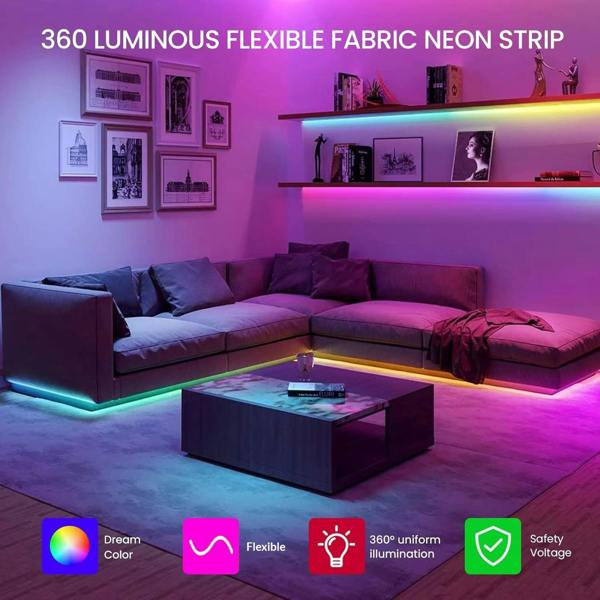 ENER-J NeonTwist RGBIC Braided Rope Light 5 m Kit with Remote