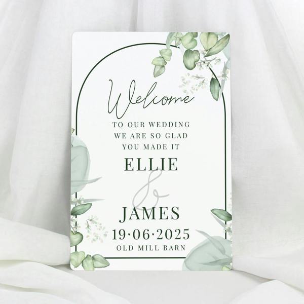 Personalised Botanical Wedding Sign - alternative angle