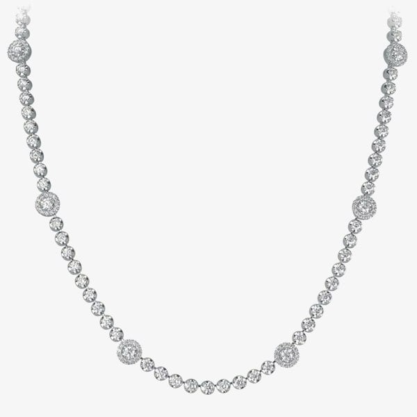 T. H. Baker 18ct White Gold 4.30ct Diamond Halo Cluster Necklace HSN1015(4.30CT)S