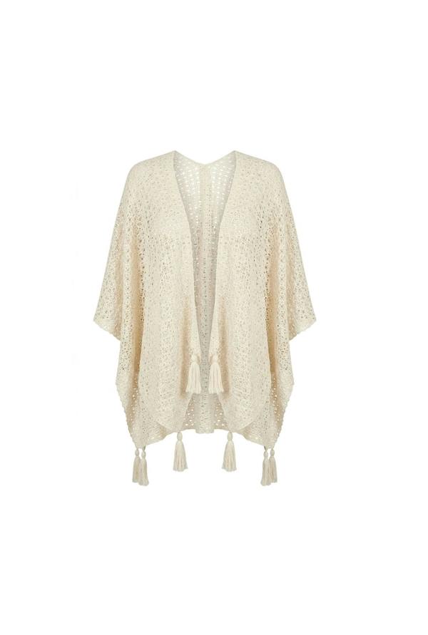 James Lakeland Cream Lattice Knit Kaftan