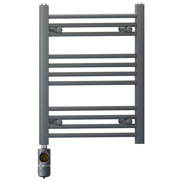 MYHOMEWARE 600 x 600 mm Anthracite Grey Electric Bathroom Towel Rail Radiator Heater With AF Thermostatic Electric Element Pre-Filled