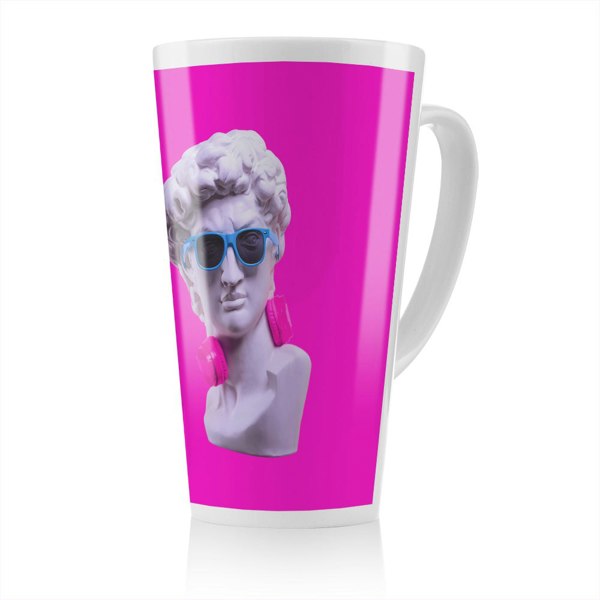 Benjamin Tate Design Plaster statue of David's head in blue sunglasses Designer Latte Mug