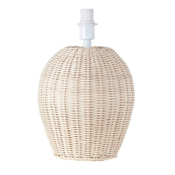 Natural Light Brown Woven Rattan Table Lamp Base with White Cable and Switch Image 1