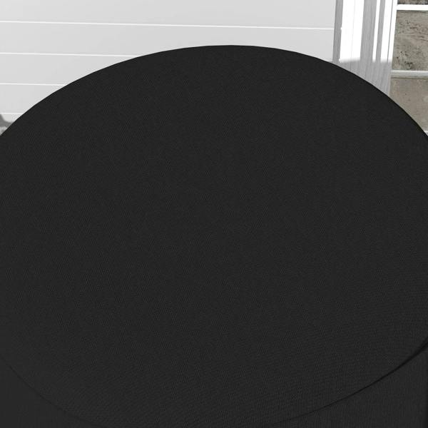 Close-up of black textured fabric top on an egg chair protective cover