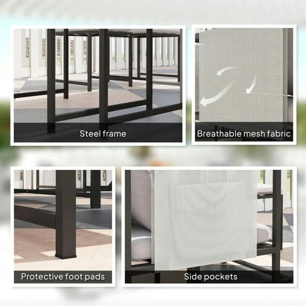 Nine-Piece Steel Frame Garden Dining Set - Dark Grey
