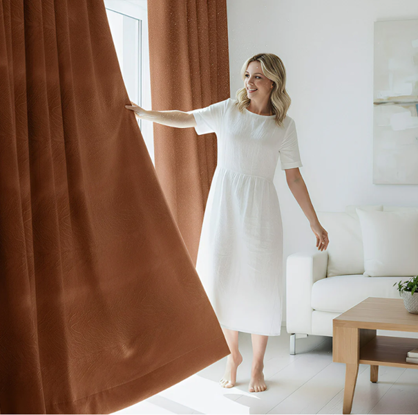 Anydrape 100cm Orange High Quality Modern Velvet Blackout Curtains for Living Room Bedroom Dining Luxury Window Drape