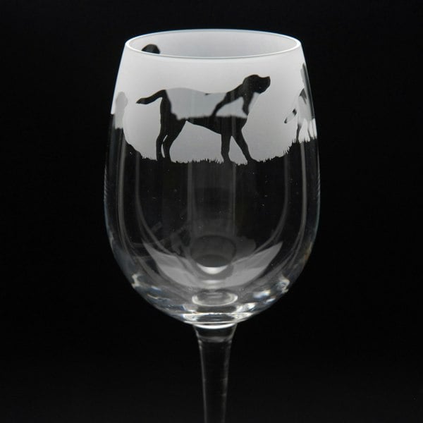 Glyptic Glass Art Single Labrador Dog Crystal Wine Glass - Hand Etched Engraved Gift