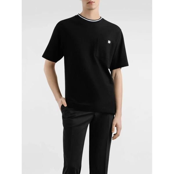 Dolce & Gabbana Patch Pocket Piqué T-Shirt   in  Black