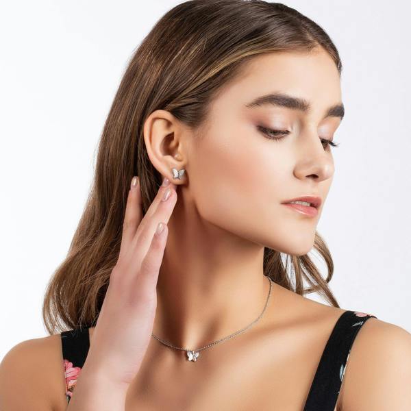 Butterfly Stud Earrings with Brushed Finish - namana.london