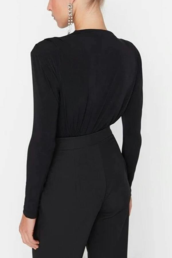 WOVCOR Knit Bodysuit with Drape Detail