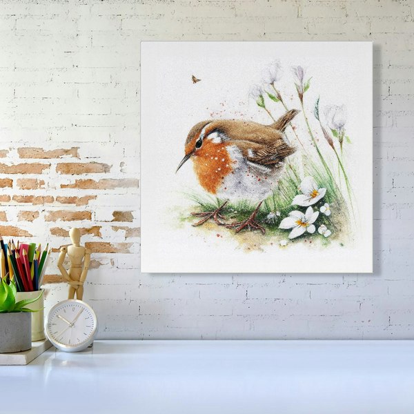 Warren Reed Robin And Daisies Watercolour Canvas