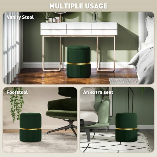 Wyld Haus Rapa Etched Velvet Green Storage Ottoman With Gold Detail