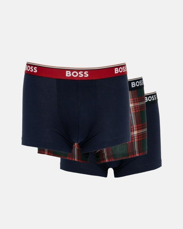 BOSS Orange Mens Three - pack of stretch - cotton trunks with logo waistbands - Open Red 645 | CHO | Designer Mens Underwear
