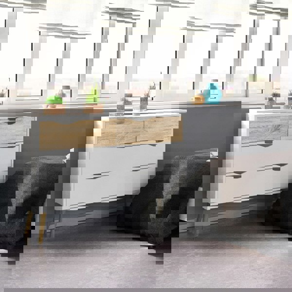 Furniture To Go Oslo Chest of 4 Drawers (2+2) in White and Oak