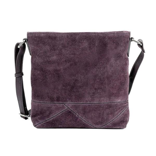 Pia Fine Lines Purple Suede Leather Cross-Body Bag