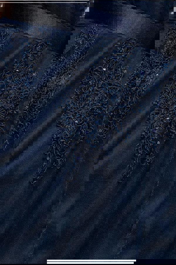 Pleated Satin Bodice High And Low Dress - Navy DR3337QZ