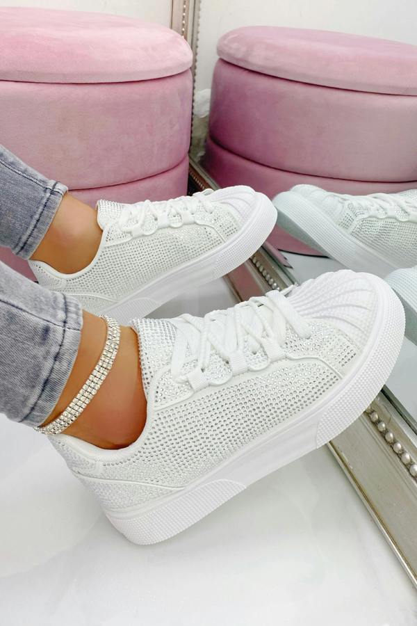 Sparkly Crystal Eternal Trainers White Imperfections