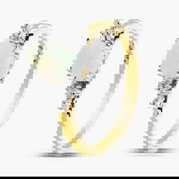 T. H. Baker 18ct Yellow Gold Oval Opal & Diamond Shoulder Set Ring 59010OPG8 L