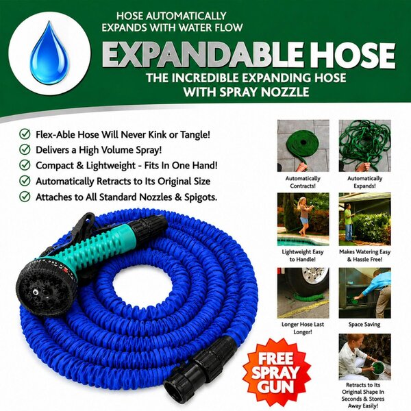 Smart Living Expandable Garden Hose with Spray Nozzle - 25ft & 50ft