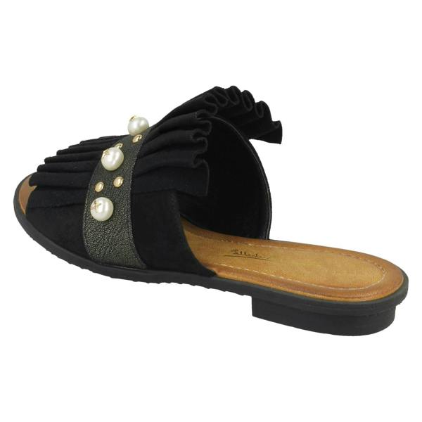 Spot On Ladies Spot On Pearl Trim Mules