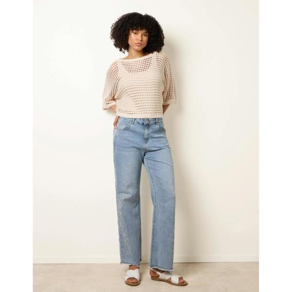 Blue Vanilla Round Neck Net Top