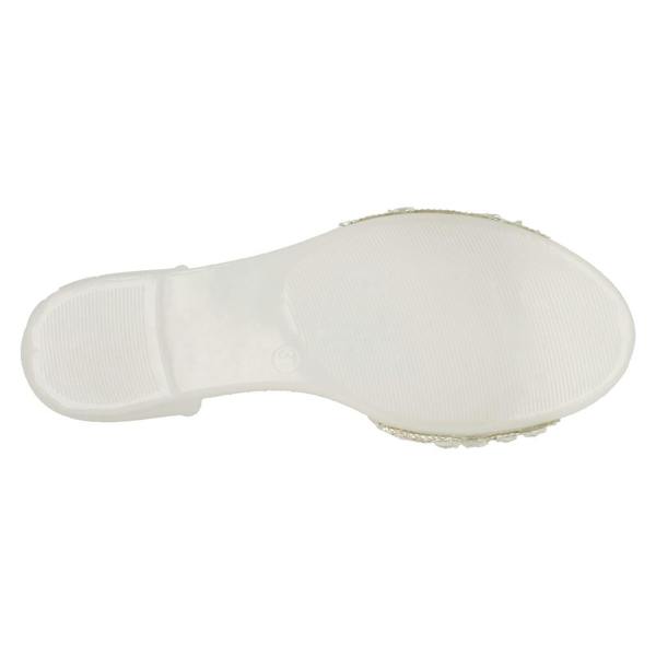 Spot On Ladies Spot On F0794  Open Toe Flat Ballerina With Jewelled Detailing
