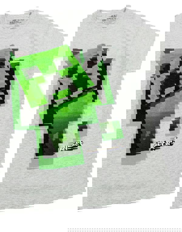 Minecraft Boys Black Large Creeper Character Print Short Sleeved T-Shirt