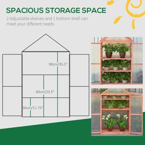 Bobobiy Garden Cold Frame Polycarbonate Greenhouse with Adjustable Shelves, Grow House for Flower Vegetable Plants, 80 x 47 x 138cm, Orange