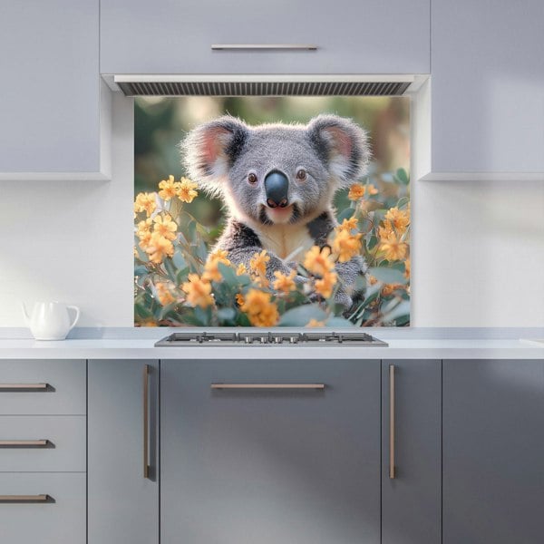 Warren Reed Koala Bear in Field Glass Kitchen Splashback - 00043